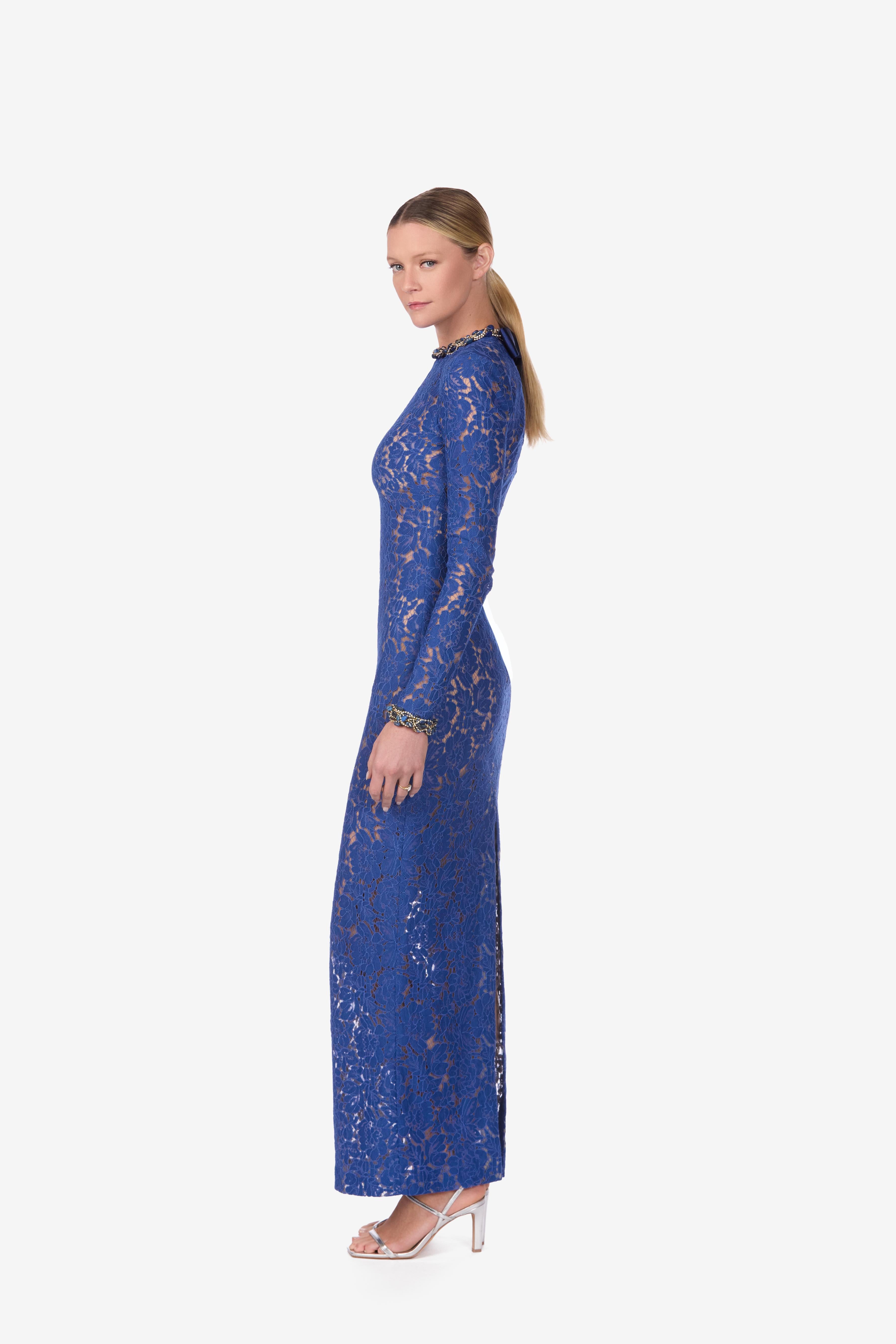 Floral Lace Fitted Gown