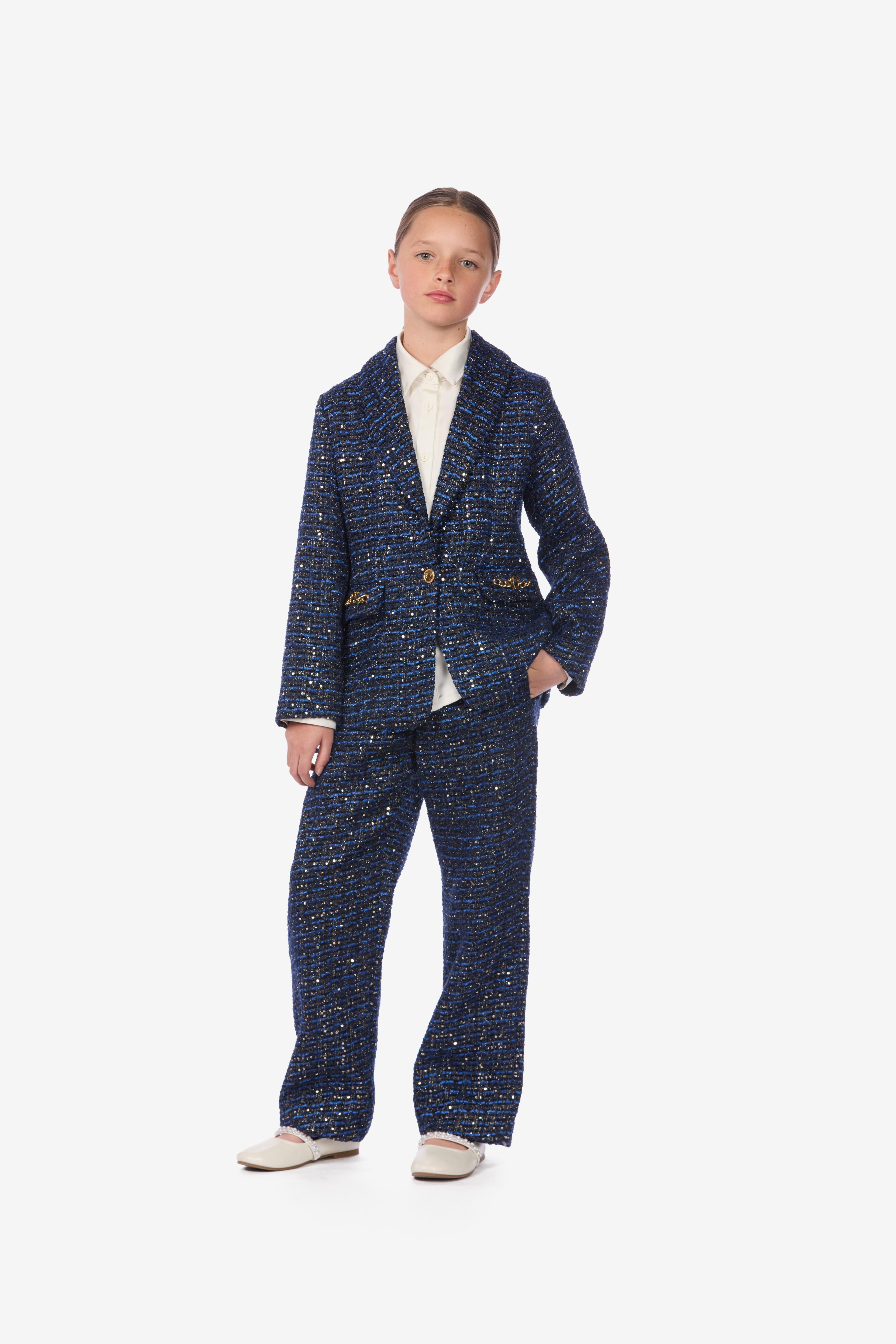 Sequin-Embroidered Bouclé Pants
