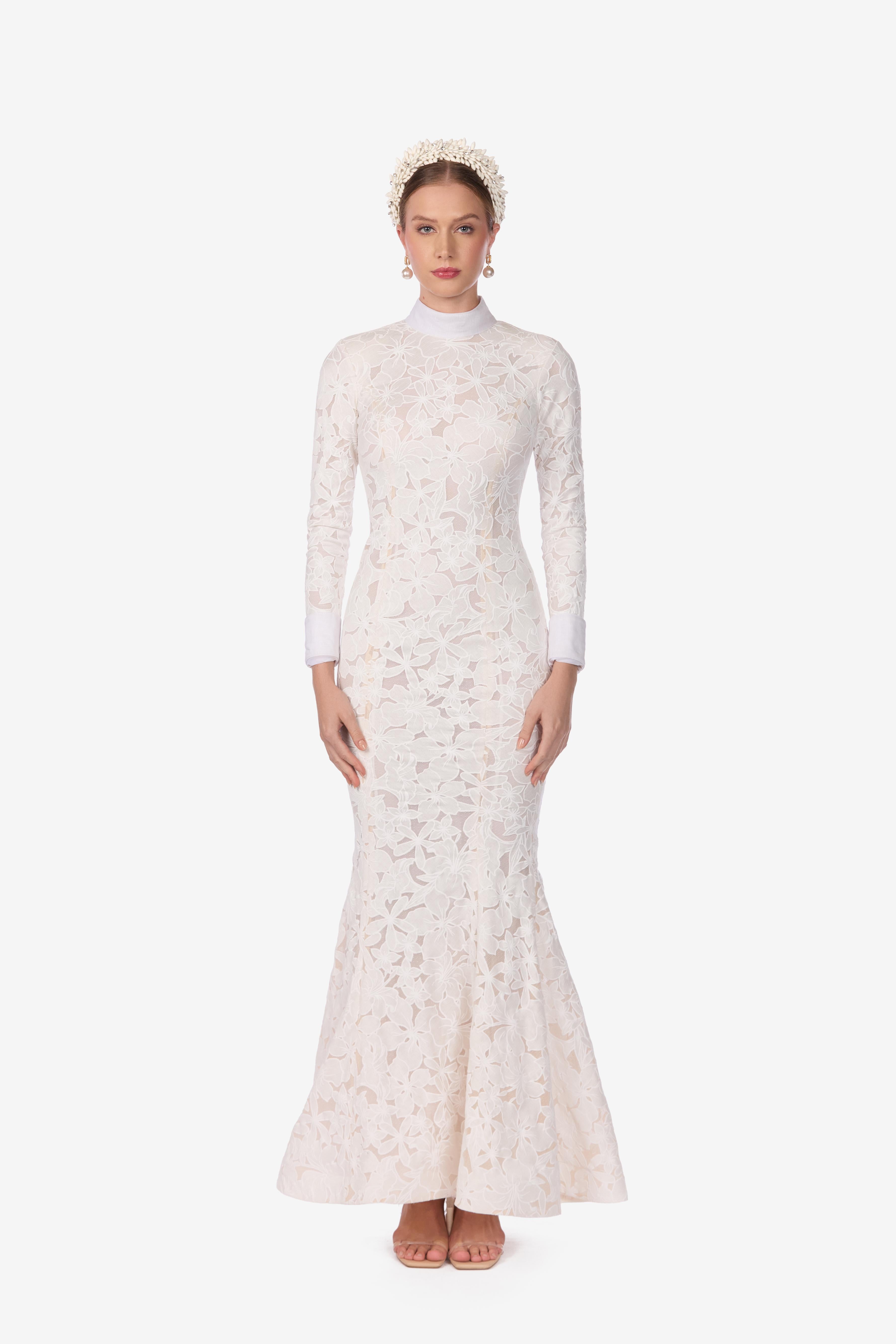 Floral Mesh Wedding Gown