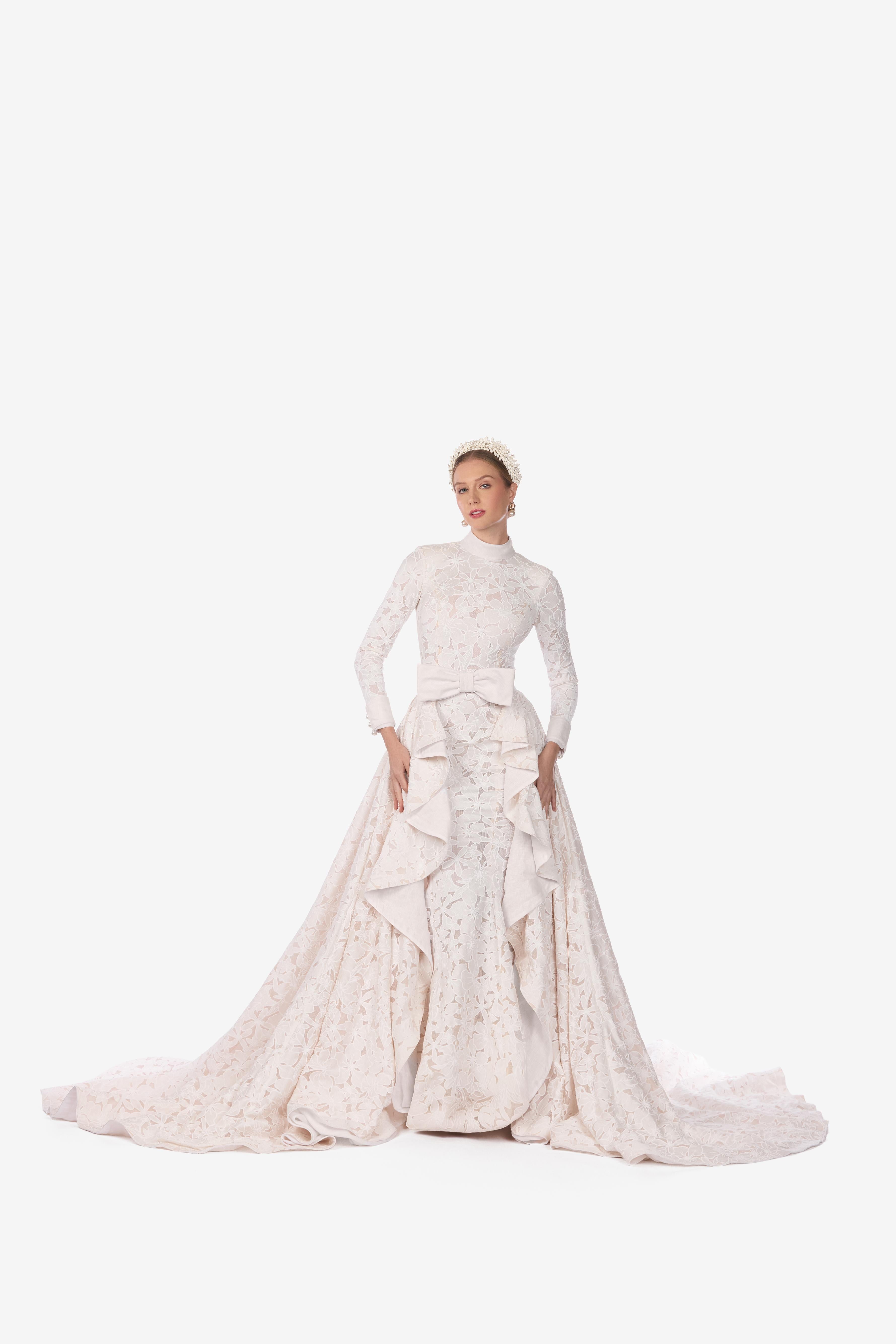 Floral Mesh Wedding Gown