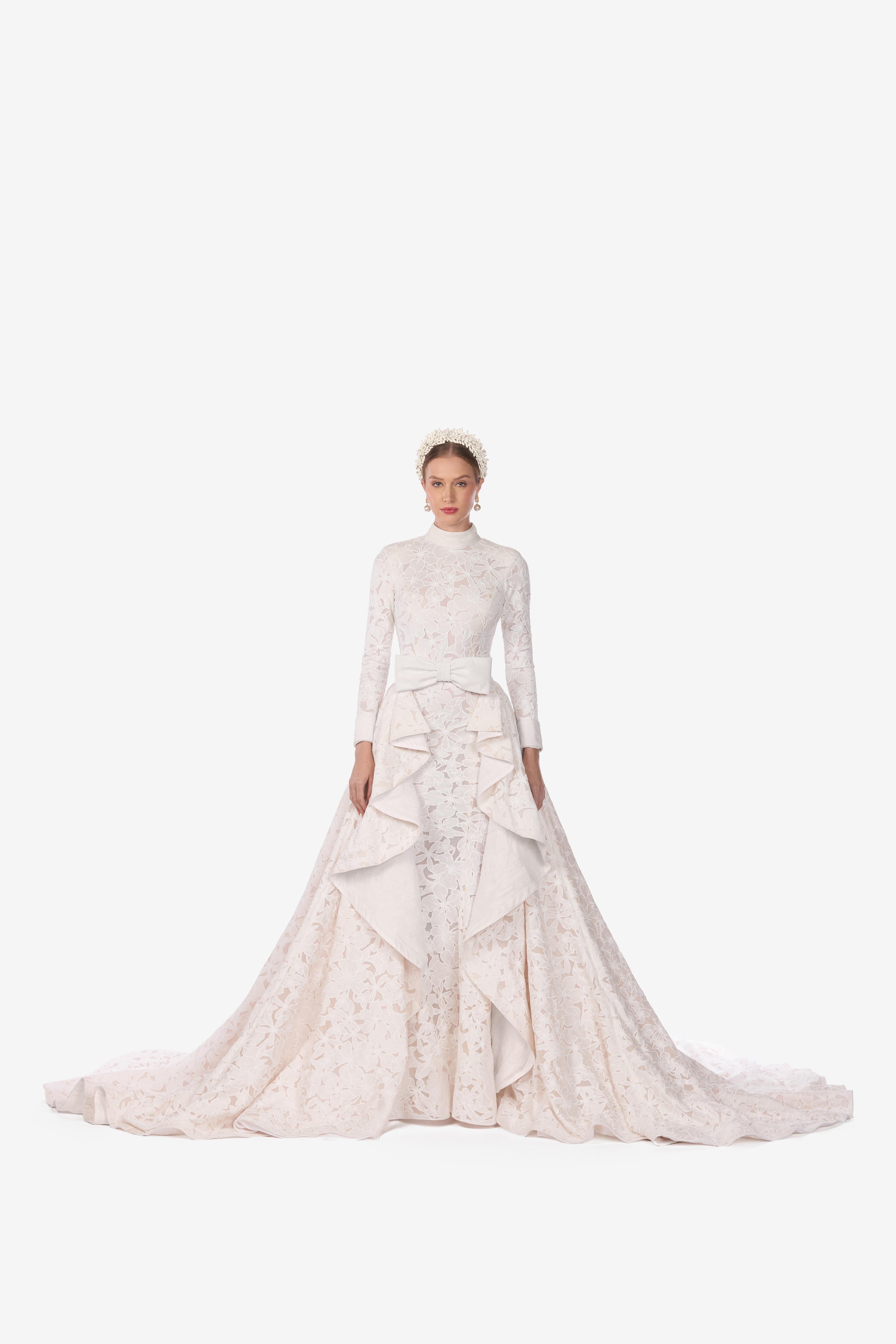 Floral Mesh Wedding Gown