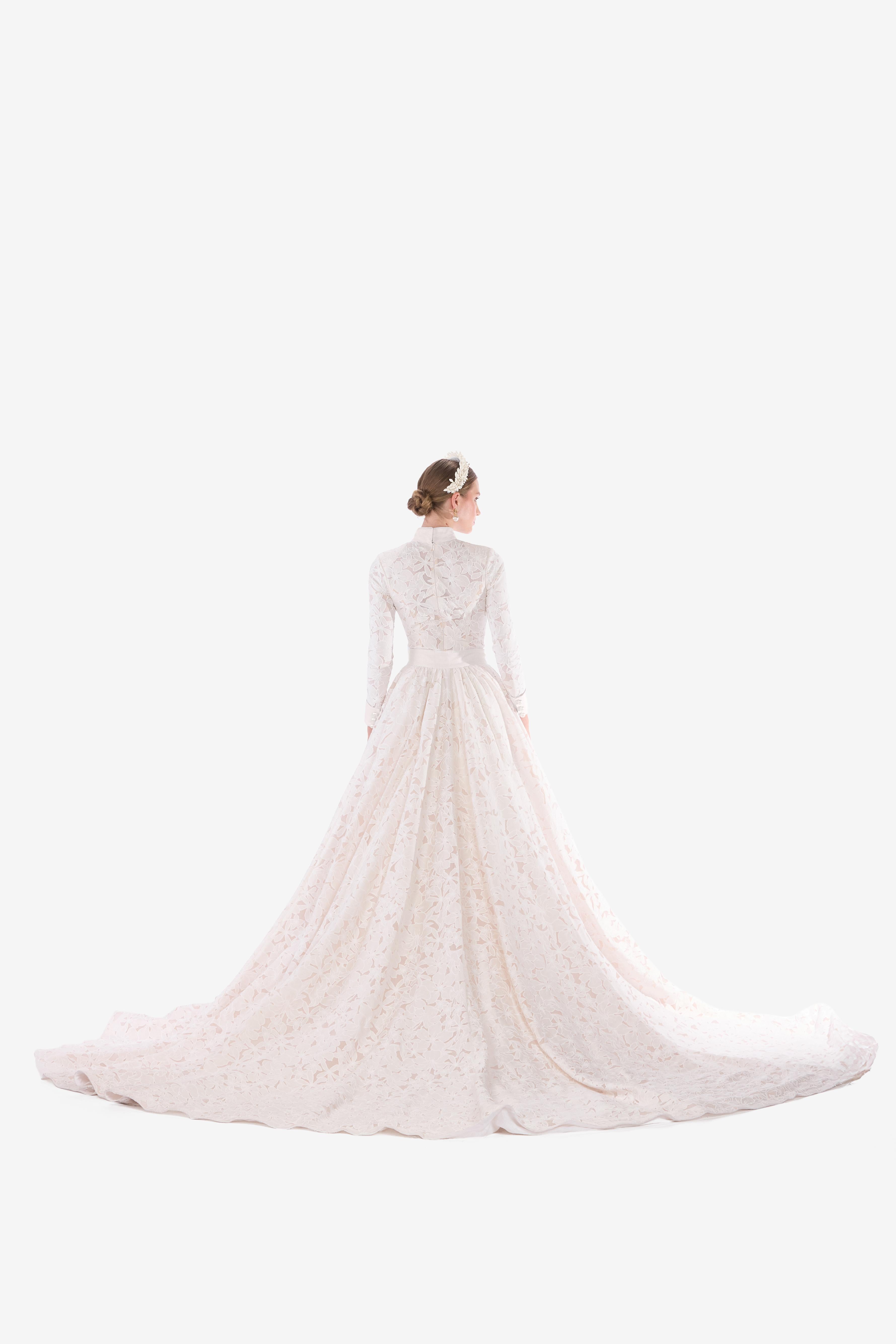 Floral Mesh Wedding Gown