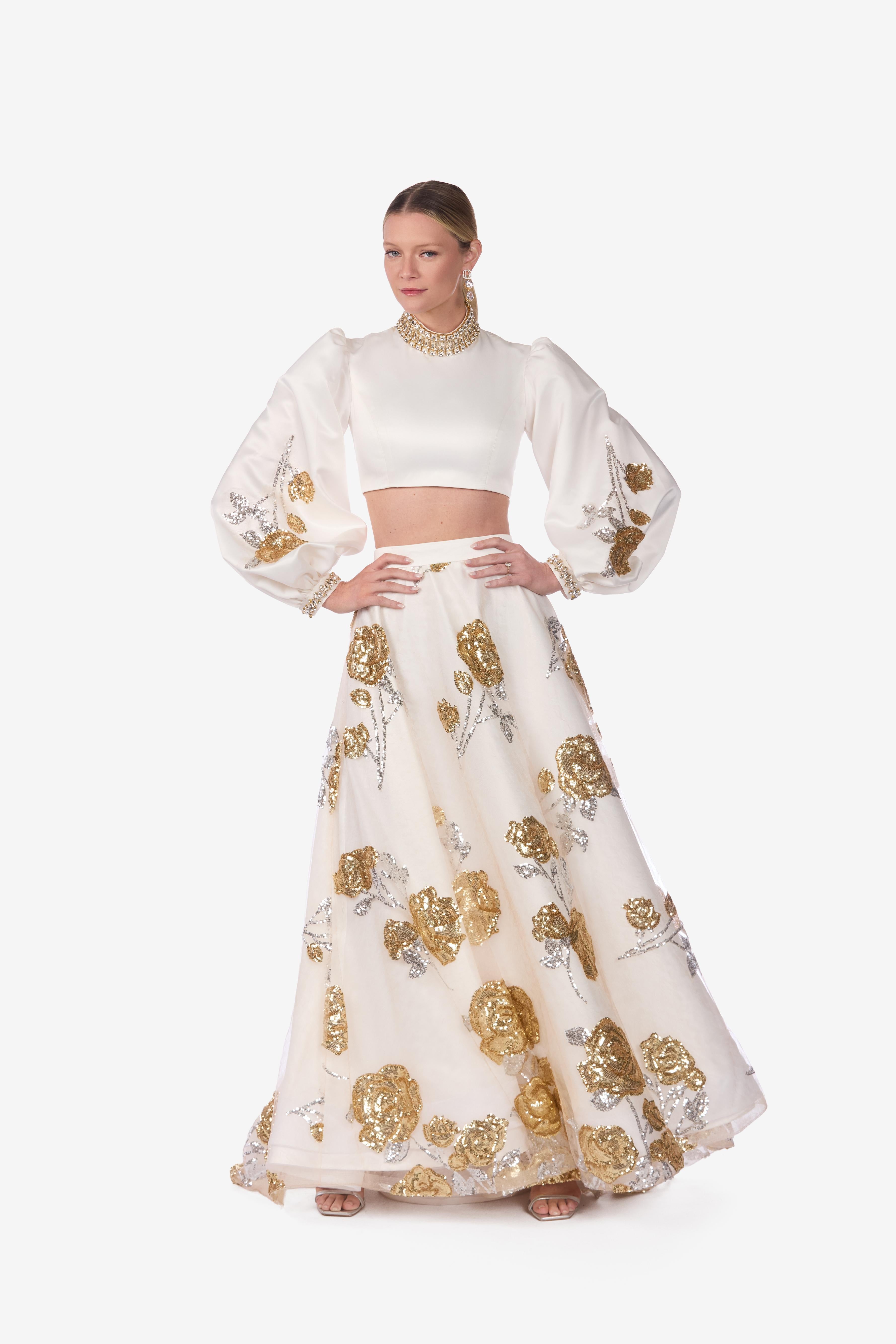 Satin Embellished Crop Top