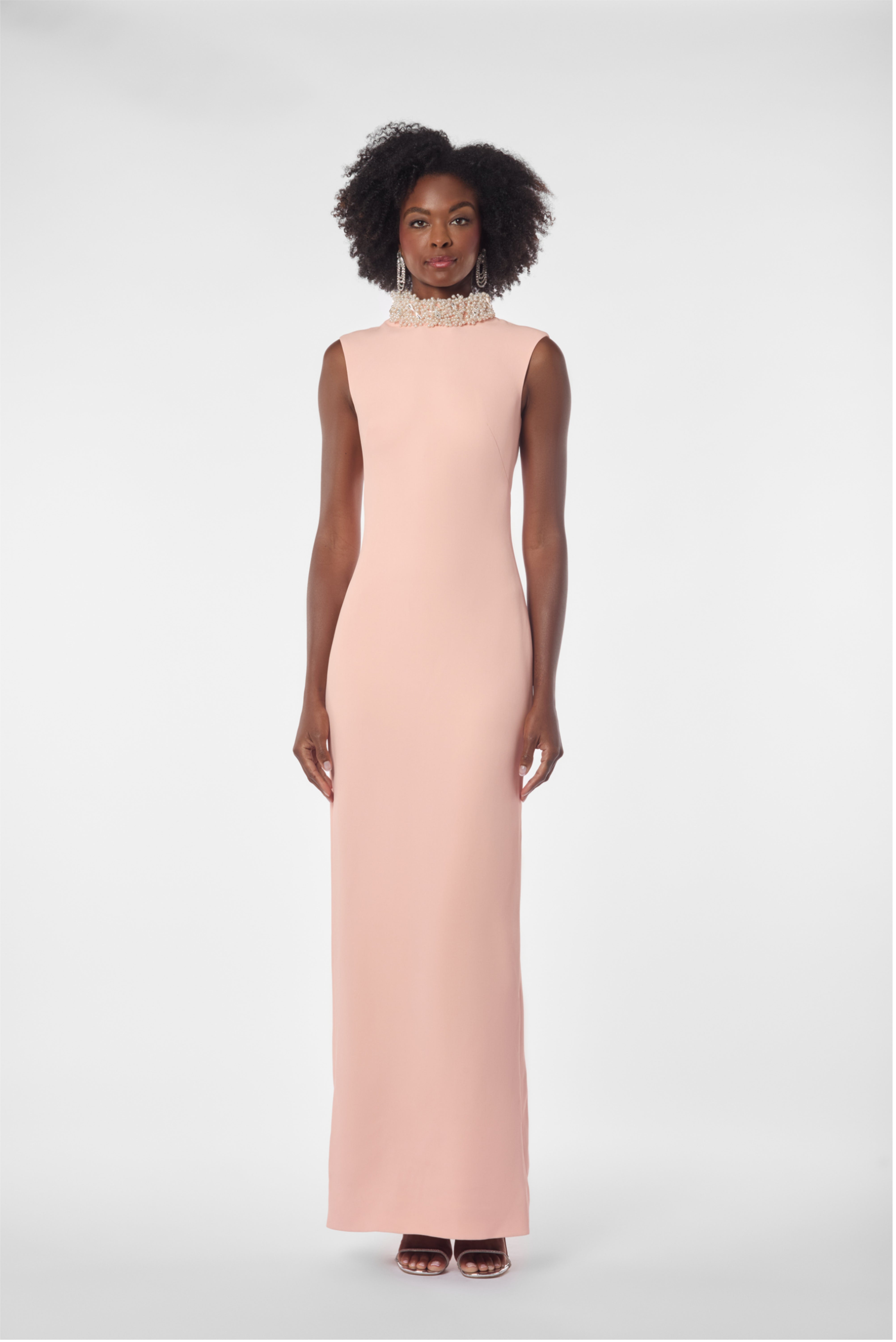 pink sleeveless turtleneck dress Missoni Paillette Chevron Turtleneck Sleeveless Midi Dress