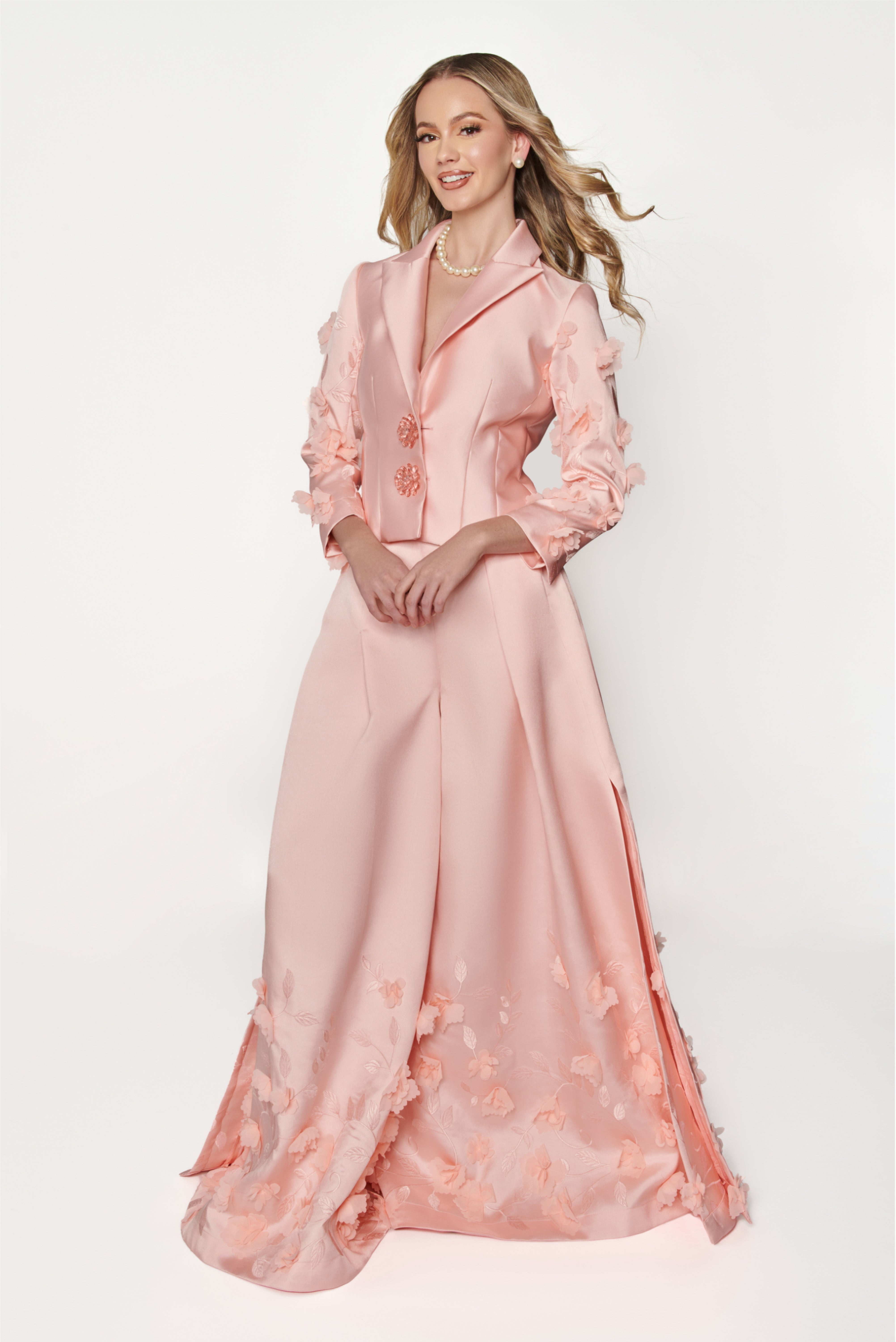 3D Floral Embroidered Mikado Jacket