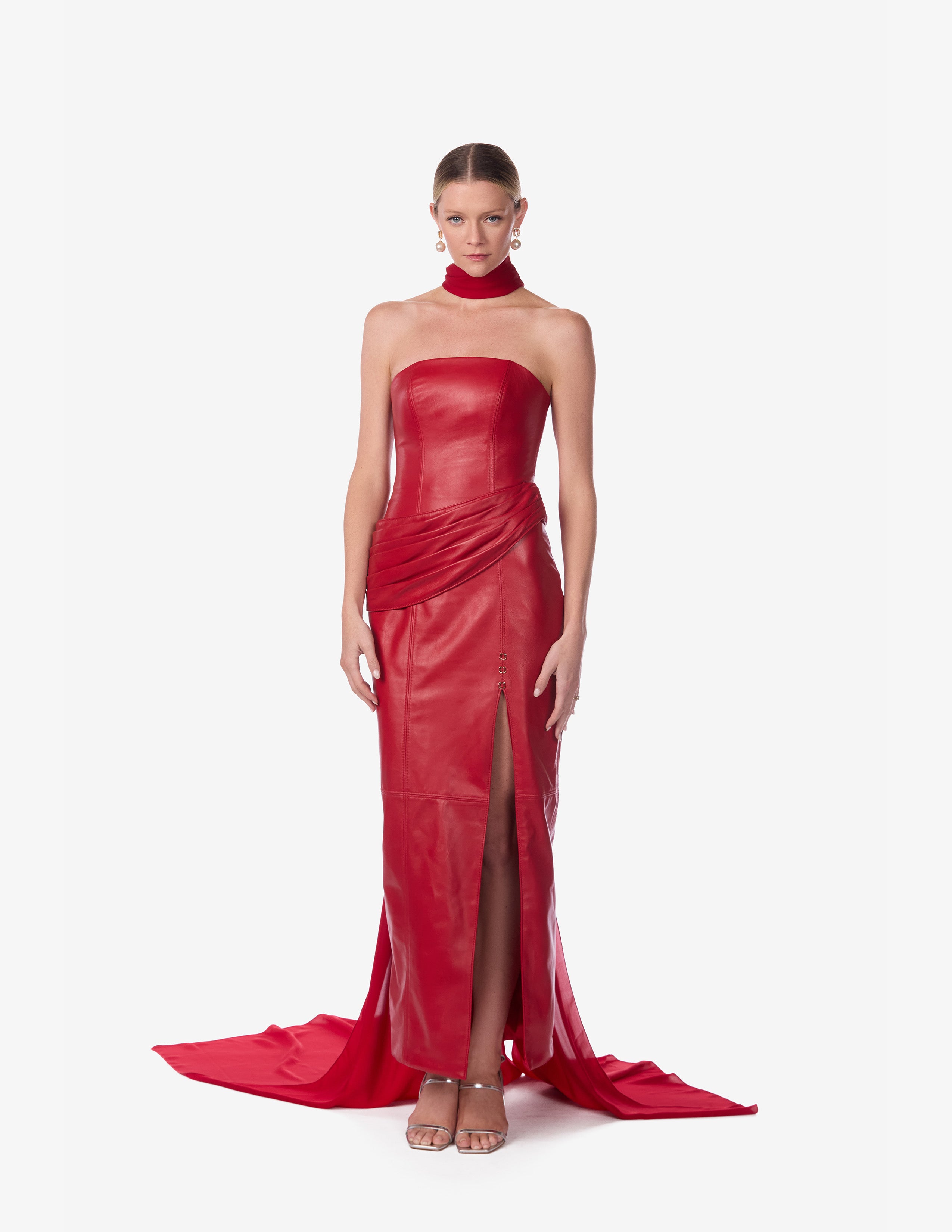 Strapless Lambskin Leather Gown