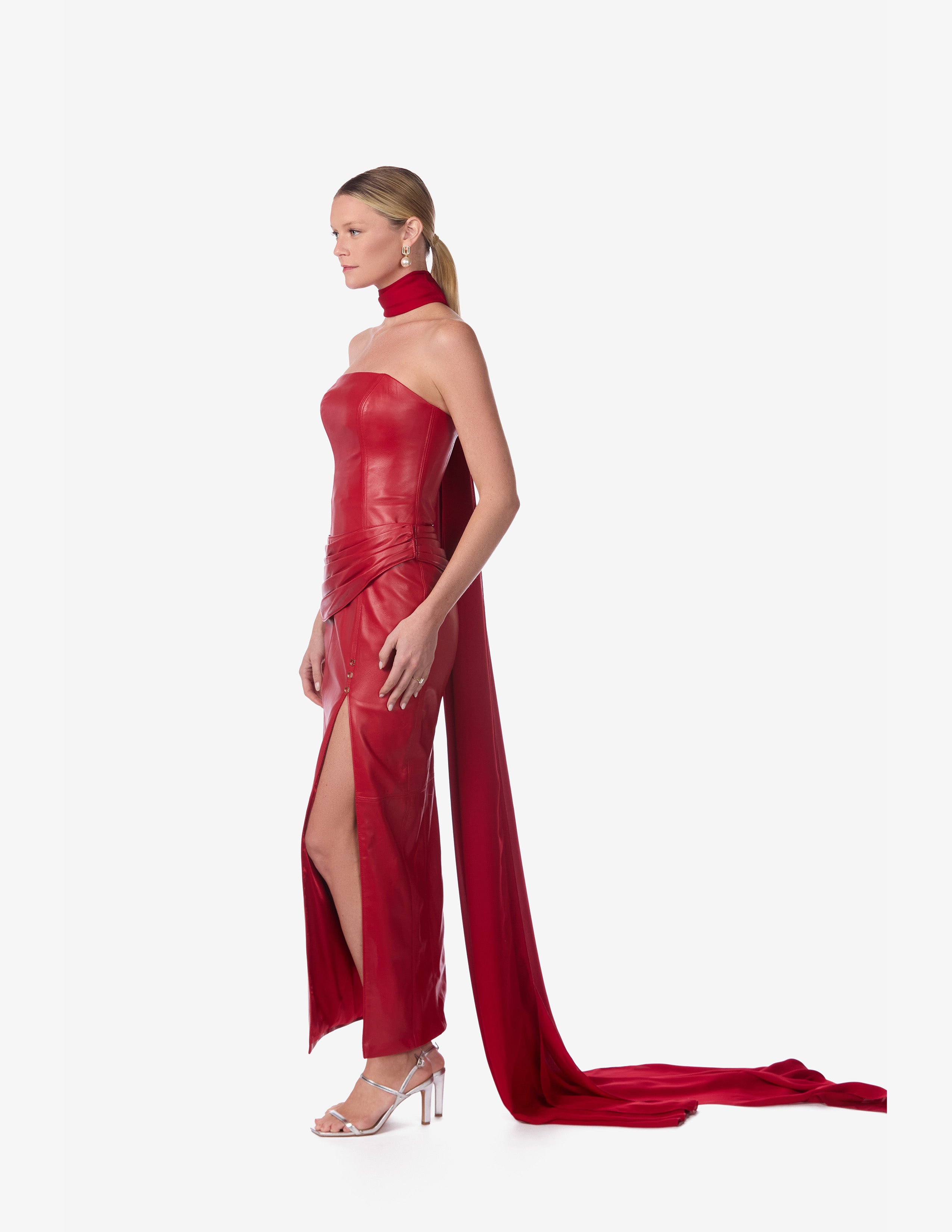 Strapless Lambskin Leather Gown